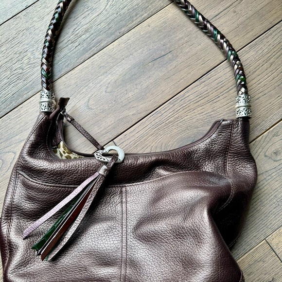 Brighton Handbags - Brighton Elegant Brown with a hint of red Leather Shoulder Bag - medium size